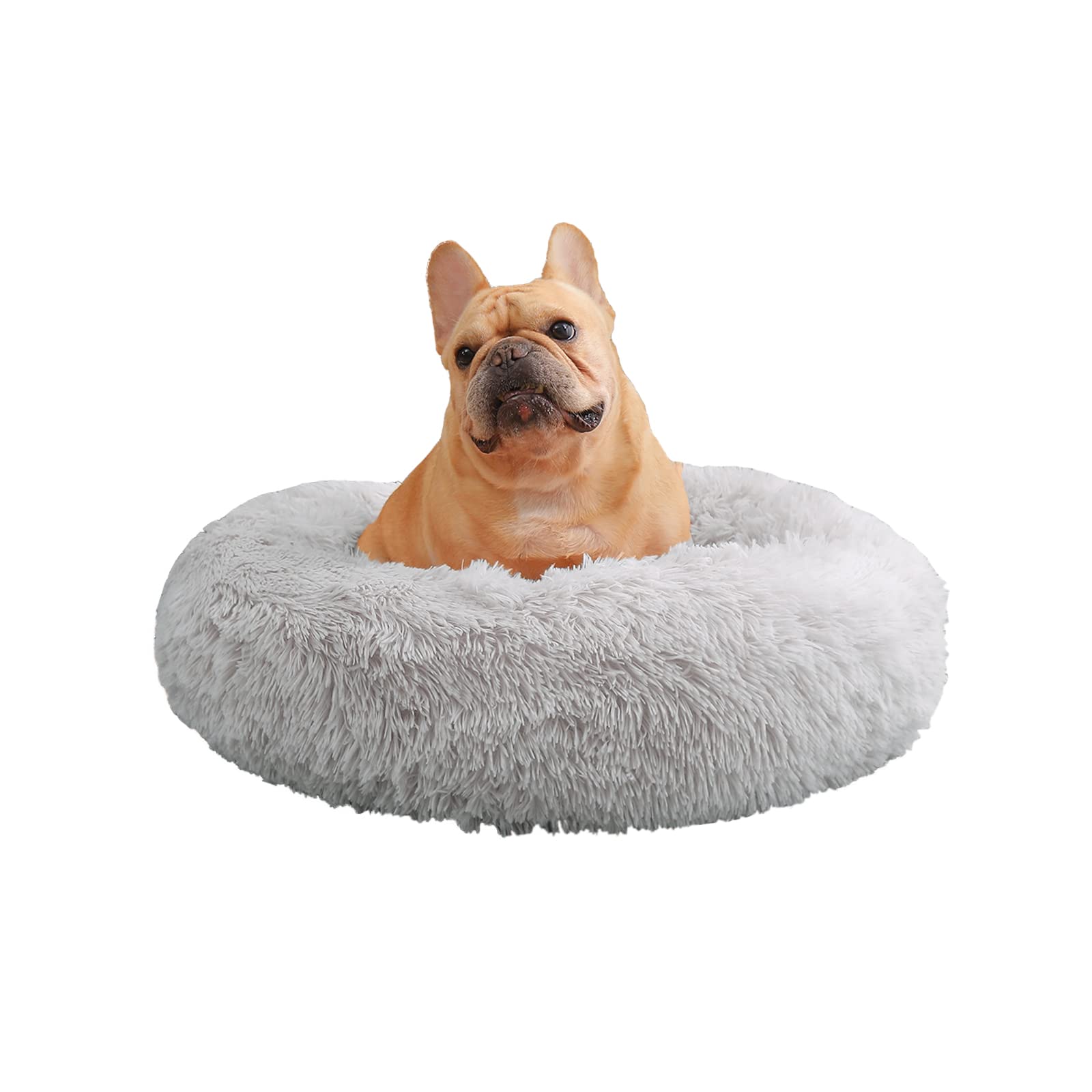 UUEMB 70cm Calming Dog Cat Bed, Plush Donut Pets Beds for Medium Dogs Cats, Soft Puppy Kitten Cuddler Round Bed Cushion, Washable Warm Dog Beds for Improved Sleeping