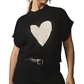 Kedera Womens Heart Short Sleeve Sweaters Pullover Shirt Tops Crew Neck Lightweight Ribbed Knit Sweater Blouses