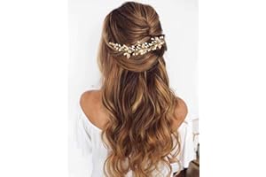 Gorais Crystal Bride Wedding Hair Combs Gold Leaf Bridal Hair Pieces Pearl Hair Accessories for Women and Girls (A-Gold) (A-Gold)