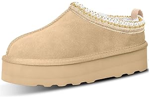 ZEXSAFETY Platform Tasman Slippers for Women Snow Winter Womens Slippers Fluffy House Slippers for Indoor and Outdoor