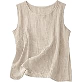 Linen Tank Tops for Women 2026 Spring Summer Casual Comfy Sleeveless Linen Shirts Loose Lightweight Gauze Camisoles