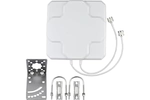 YOTENKO Outdoor 4G LTE MIMO Antenna 18dBi High Gain Fixed-Mount Directional Panel Antenna (White) with 2PCS N Male Connector 