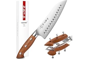 HEZHEN Kitchen Santoku Knife, High Carbon German Stainless Steel Vegetable Knife, Full Tang, Razor Sharp, Ergonomic Handle De