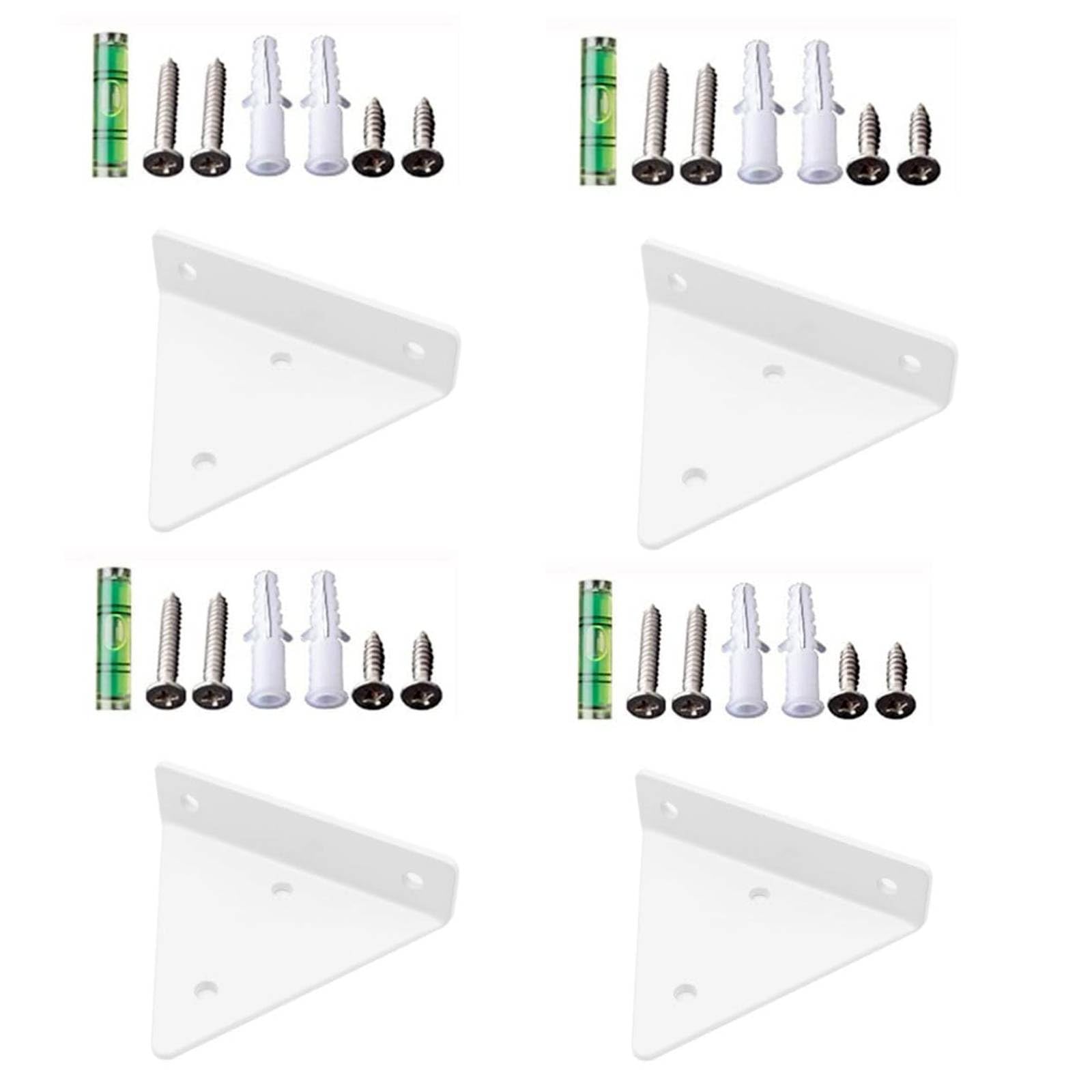 VOANZO 4 Set Floating Shelf Brackets Invisible Triangle Wall Brackets Heavy Duty Metal Wall Brackets for Storage Shelf (White)