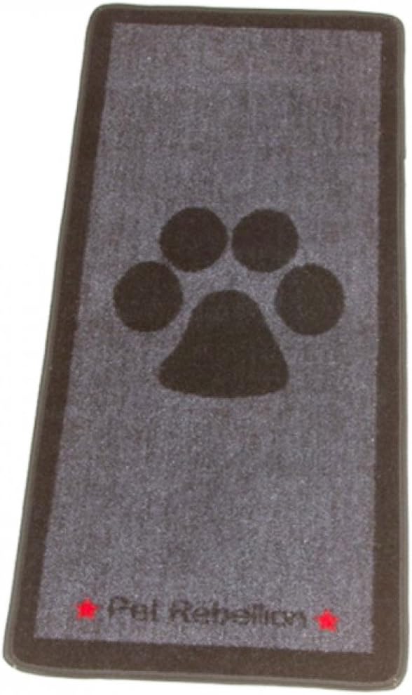 Bliss and Bloom Dog Floor Mat Rug Big Black Paw Grey Design Stop Those Muddy Paws!