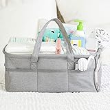 Baby Diaper Caddy Organizer, Large Grey Portable Diaper Holder for Nursery or Car