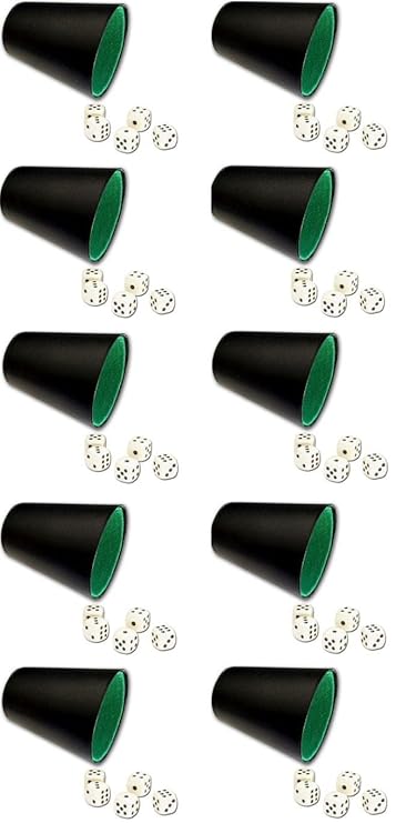 10x Würfelbecher mit je 5 Würfel | Knobelbecher | Knobel Chicago | Würfelset