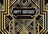 Qian 7x5ft Photography Backdrops Great Gatsby Happy Birthday Party Background Black and Gold Golden Banner Photo Studio Booth