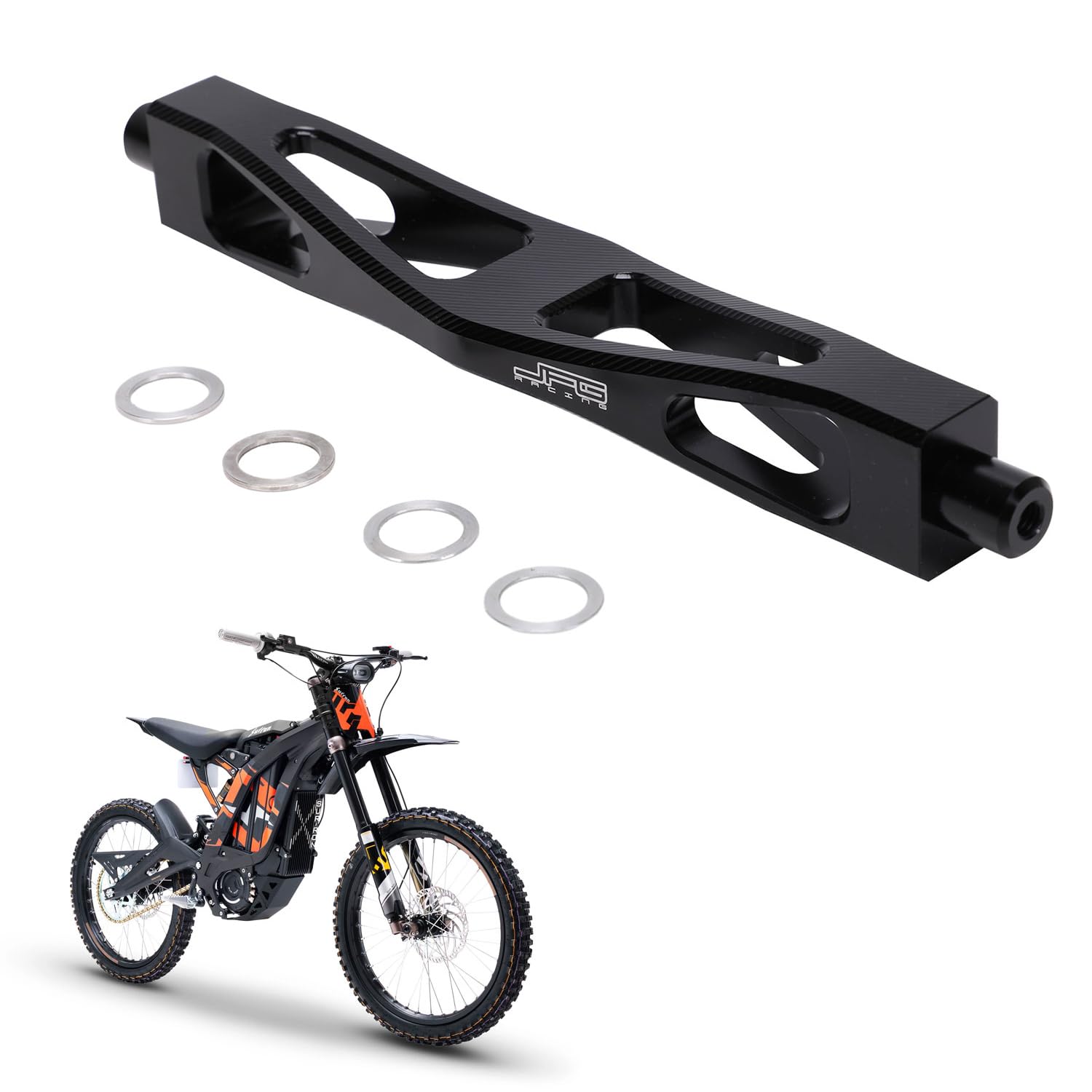 Photo 1 of JFG RACING Sur Ron Foot Pegs Support Brace,Dirt Bike Foot Pegs Bracket Bridge Structure 7075 Aluminum for Surron Sur Ron Light Bee X/S/LBX Segway X260 X160 Electric Dirt Bike EBike Black
