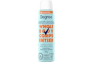 Degree Women Whole Body Deodorant Spray, Fresh Citrus Scent, Aluminum Free 72H Odour Protection, 113g