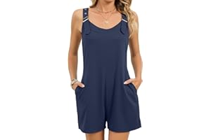 Womens Short Rompers Summer Casual Dressy Overalls Shorts Comfy Baggy Adjustable Strap Jumpsuits with Pockets