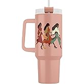 40oz Tumbler with Inspirational Quotes, African American Art, Handle, Straw & Twist-On Lid – Leak-Proof Insulated Drinkware for Black Women, Uplifting Gift - Woman with God