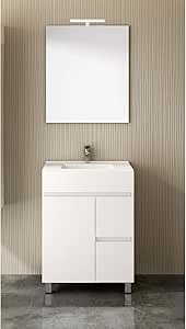 PDM Mueble de baño TEMIS con Espejo y Lavabo - 2 cajones ...