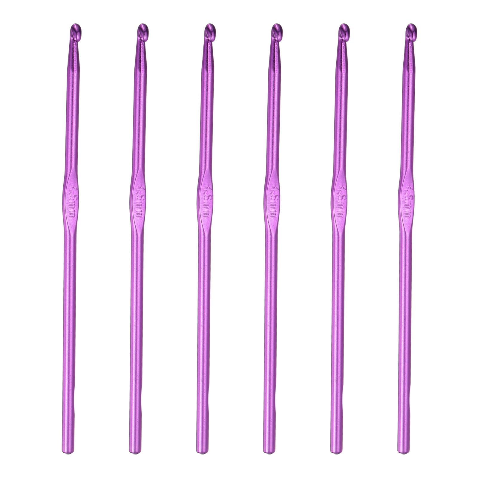 PATIKIL 6Pcs 4.5mm Aluminum Crochet Hook Knitting Crochet Needles with Size Purple