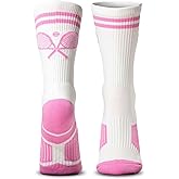 ChalkTalkSPORTS Tennis Performance Crew Socks - Crossed Racquets - Youth & Adult - Multiple Colors - Tennis Mid-Calf Socks