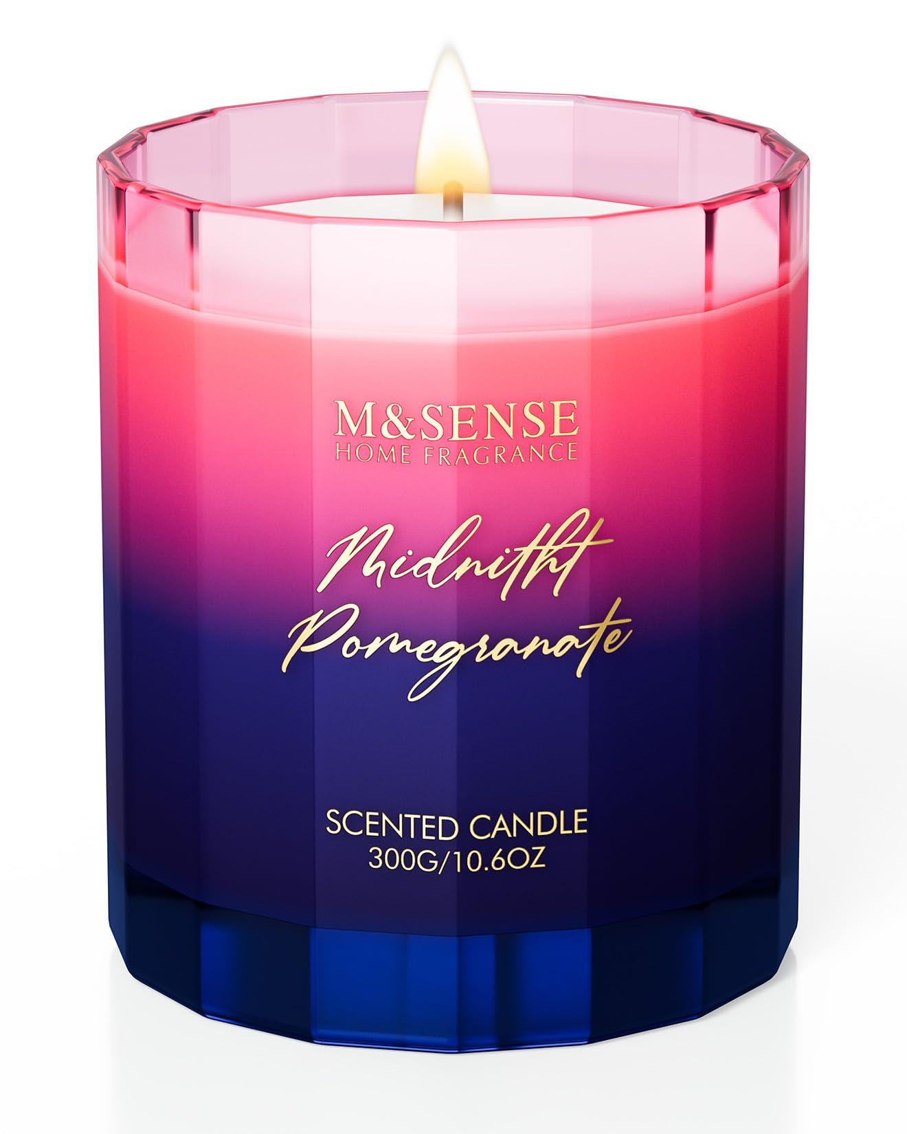 M&SENSE Midnight Pomegranate Organic Strong Soy Scented Candles Gifts for Women Men 300g 60H Slow Burning Candle Gifts for Home Decor Friend Non Toxic Artistic Housewarming Candle for Bedroom