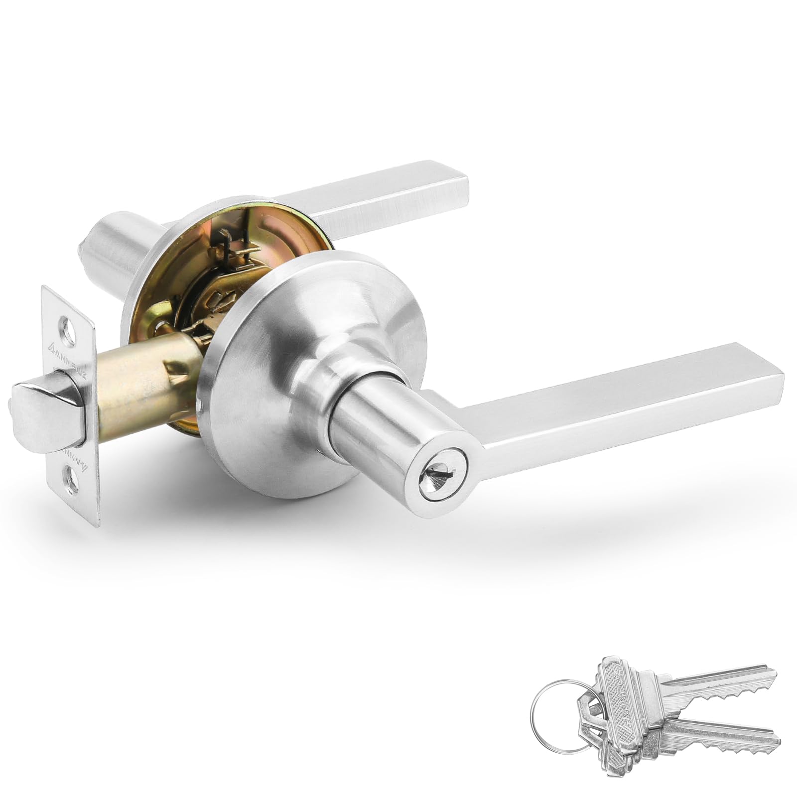 Perfect Key Lock ANNFUZ Entrance Door Handle Lock with Keys, Reversible for Right & Left ...
