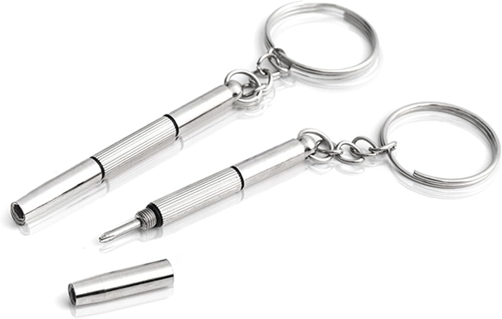 Siqian Glasses Screwdriver 2 Pcs Multifunction Mini Repair Tool 3 in 1 Keychain