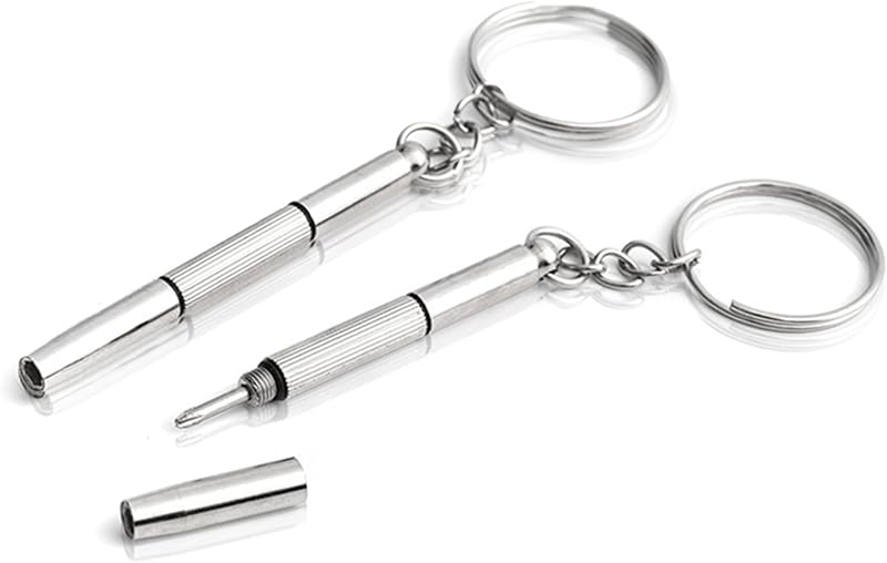 Siqian Glasses Screwdriver 2 Pcs Multifunction Mini Repair Tool 3 in 1 Keychain