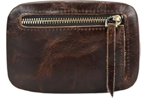 Wugebud 1 Pcs Leather Zipper Coin Purse Wallet, Coin Organizer, Change Holder,Card Case, Leather Zipper Storage Bag for Men (Coffee)