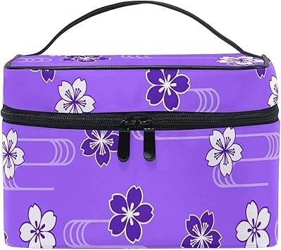 Amazon Co Jp 化粧ボックス 化粧品収納箱 大容量 人気 おしゃれ さくら 紫 むらさき 小桜 桜散らし メイクポーチ コスメポーチ 持ち運び バニティーケース 機能的 仕切り 旅行 出張 コスメティックバッグ Generic