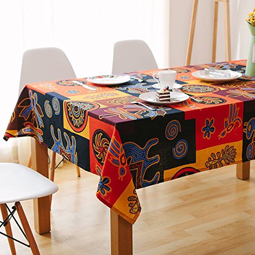 BringsineRectangular Cotton Linen Fashion Mayan Culture Printed Washable Tablecloth Vintage Oblong Dinner Picnic Table Cloth Home DecorationRectangle/Oblong, 55 x 87 Inch