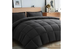 BEDHOURS Queen Comforter Set-3 Pieces Cooling Down Alternative Queen Size-All Season Reversible Comforter with 2 Pillow Sham (Dark Grey Queen)