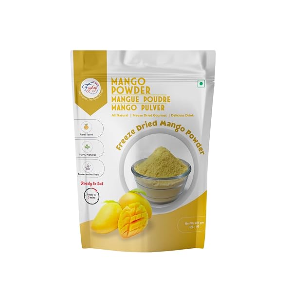 FZYEZY HEALTHY PREMIUM FREEZE DRIED MANGO FRUIT | NATURAL, NON-GMO, GLUTEN-FREE, VEGAN | NO ADDED SUGAR & PRESERVATIVES & ARTIFICIAL FLAVOR & COLOR | SUPPORTS ENERGY, ENDURANCE, AND HEALTH | PANTRY GROCERIES PERFECT FOR CAMPING & TRAVELLING | READY TO MIX POWDER IN YOUR FAVORITE RECIPES (MANGO POWDER | 227 GM)