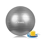 Trideer Exercise Ball, EXTRA THICK Yoga Ball Chair, Anti-Burst Heavy Duty Stability Ball Supports 2200lbs, Birthing Ball with Quick Pump (Black, 34cm)
