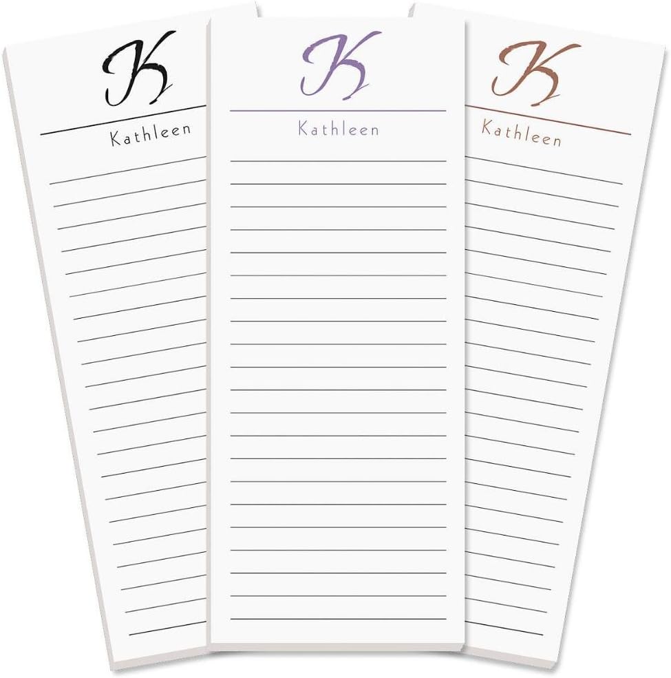 Current Personalized Name & Initial Notepad Set – Set of 3, 30-Sheet Pads, 2½ x 6½ Inches, Memo Pad, Shopping List, To-Do Notes, Office Organizer