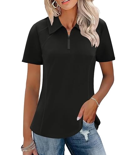 Amazon.com: Women's Waffle Polo Golf Shirts Short Sleeve T-Shirt