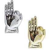 Zerzsy 2 Pack Gold Decor Finger Gesture Statues, “OK” Hands Sculpture Decor for Home Living Room Office,Sculptures Decorative