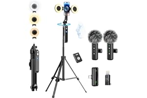 yAyusi Vlogging Kit for iPhone/Android, 70.9" Magnetic Auto Face Tracking Tripod for iPhone with Light, Microphone/Remote Control, Content Creator Essentials Starter Kit for TikTok and YouTube