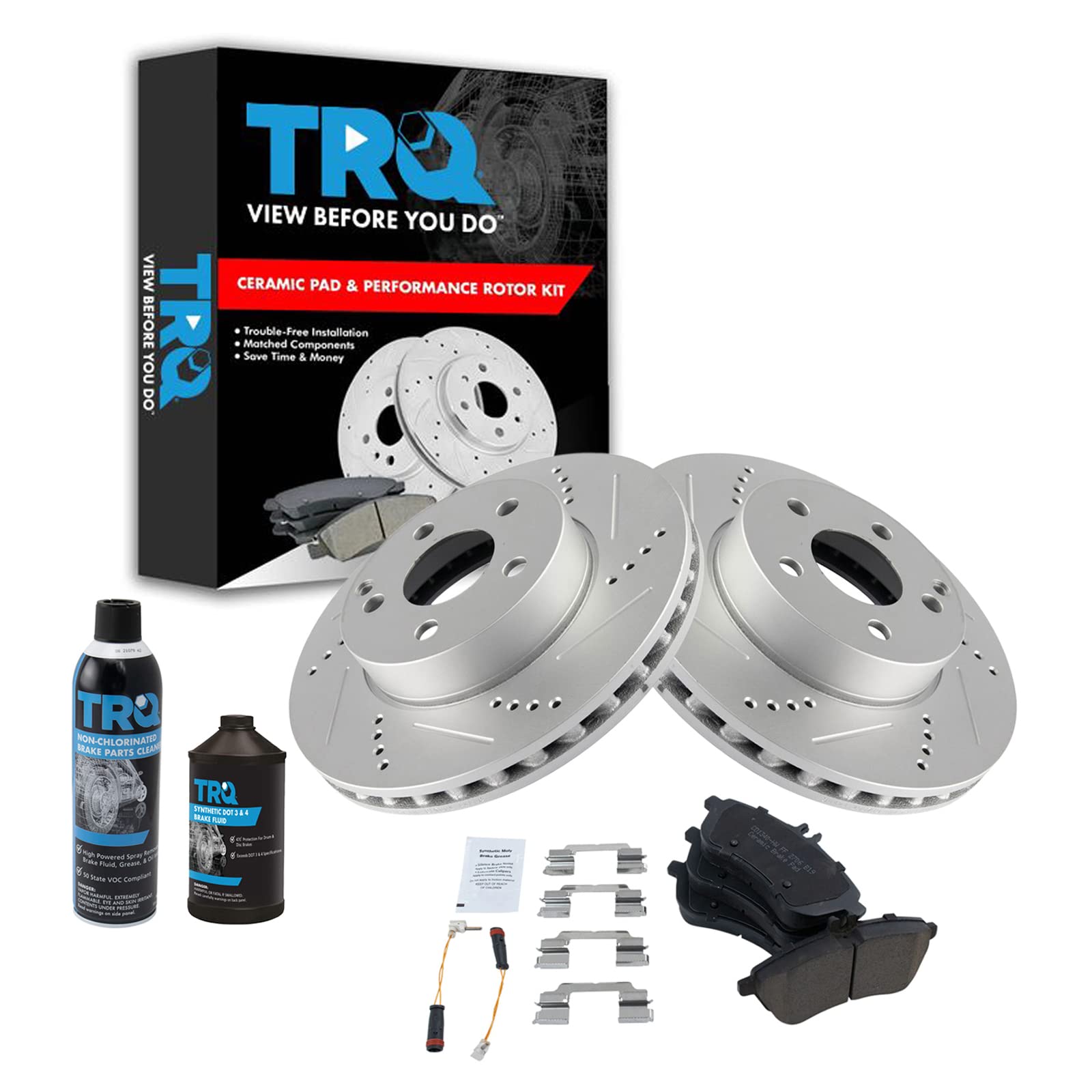 TRQ Front Performance Brake Pad & Rotor Kit Brake Chemical Kit Brake Pads Brake Rotors Set Ceramic Premium G-Coated Compatible with 2013-2015 Mercedes-Benz C250 Image TRQ Front Performance Brake Pad & Rotor Kit Brake Chemical Kit Brake Pads Brake Rotors Set Ceramic Premium G-Coated Compatible with 2013-2015 Mercedes-Benz C250 Image
