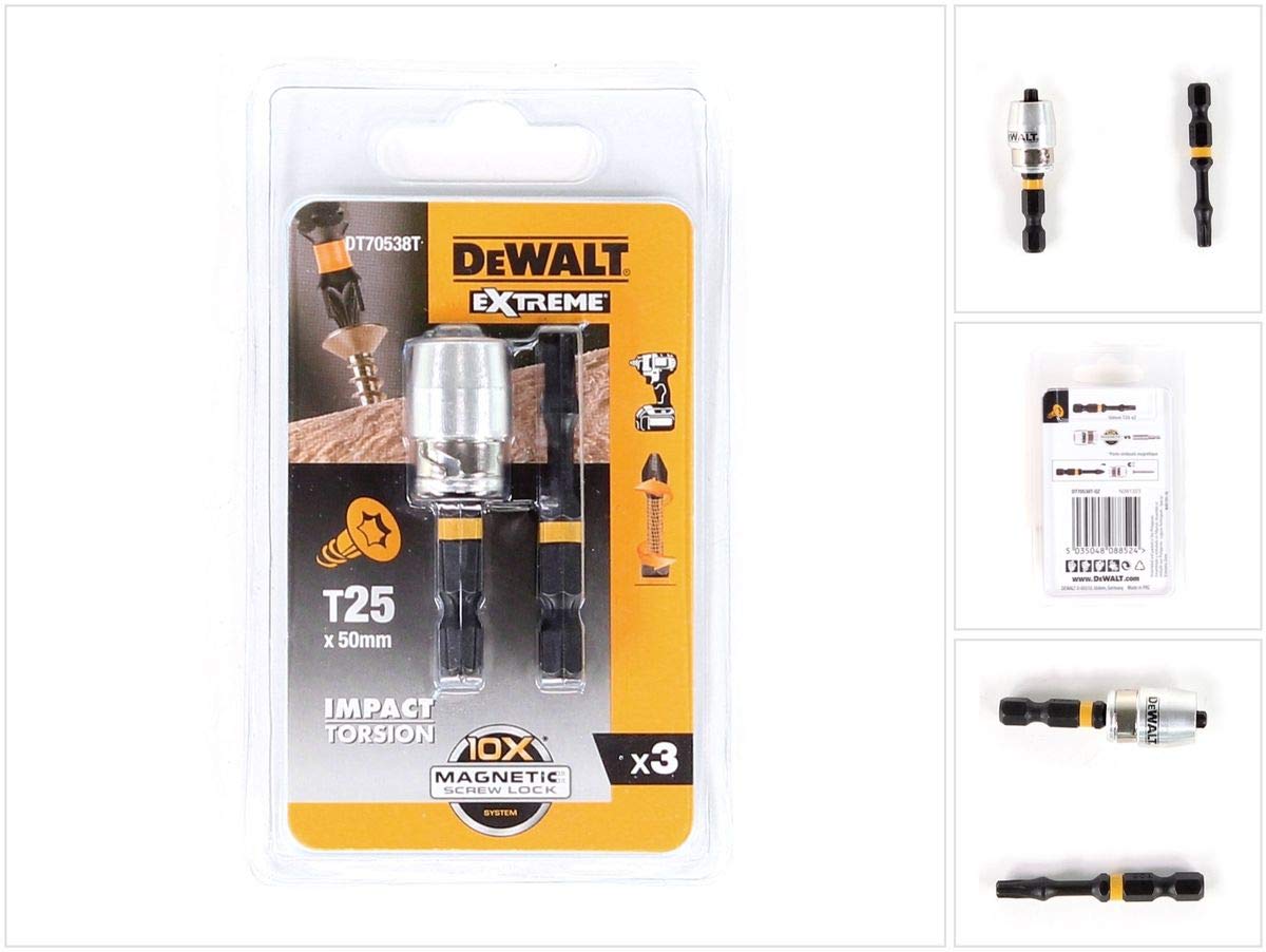 DEWALT DEWDT70538T Impact Torsion 2 x T25 50mm and Magnetic Screwlock Sleeve