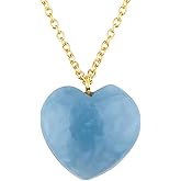Shivangi Gems Heart Gemstone Necklace Heart Shape Natural Cabochon Crystal Pendant | Adjustable 16+2 Inch Chain | Healing Protection Jewelry