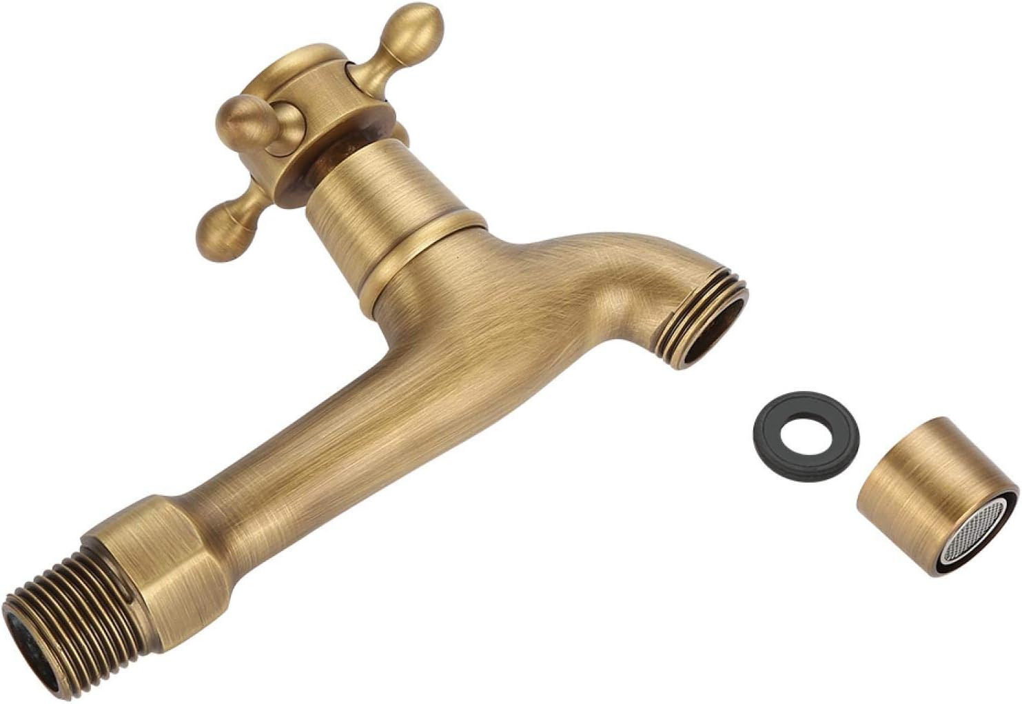 Demeras Brass Fauce Tap Lead High Arc Single Lever Faucet Antique Brass Taps Wall Mounted Vintage for Kitchen Sink (Long) - Image 5