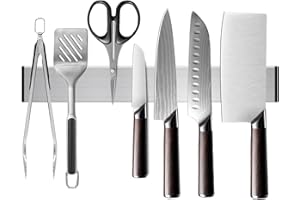 Magnetic Knife Holder, 12 Inch Stainless Steel Knife Magnet Wall Mount, Magnetic Knife Strip with Adhesive Space-Saving Power