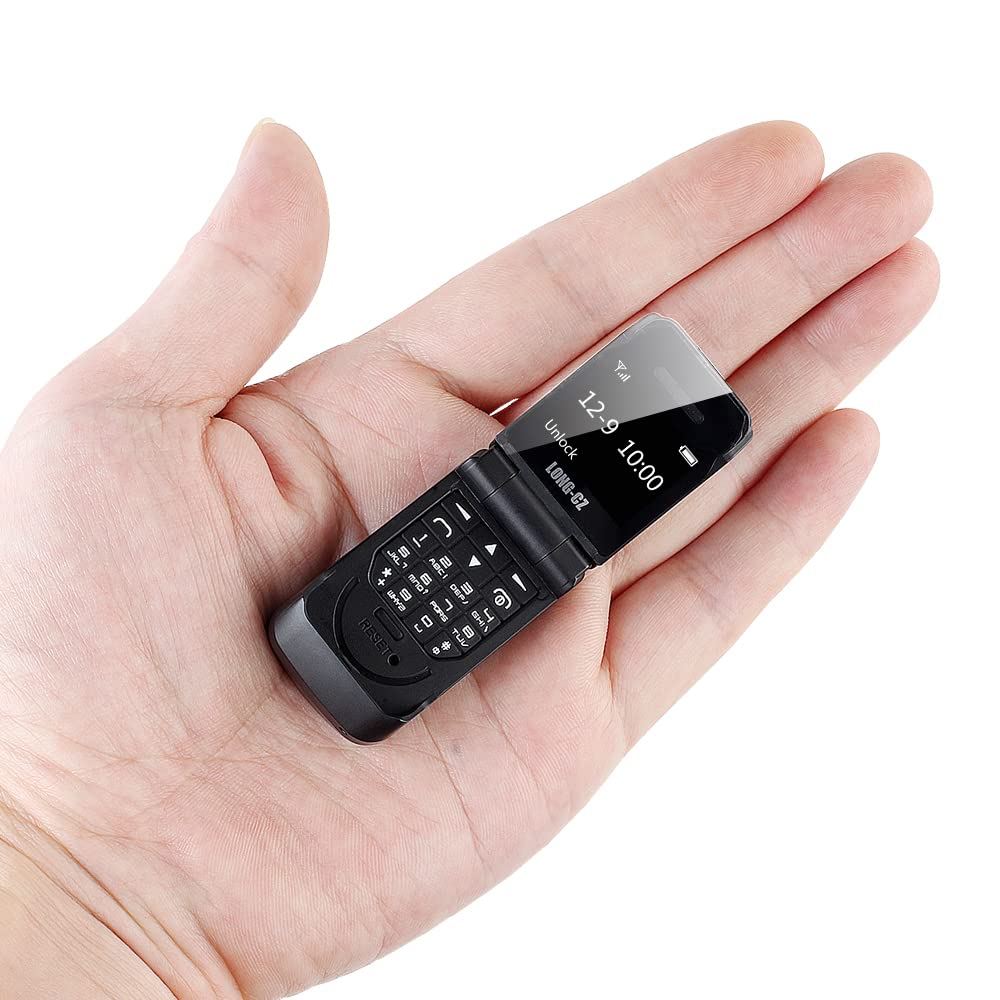 LONG-CZ J9 World Mini Smallest Flip Mobile Phone Unlocked (Black)