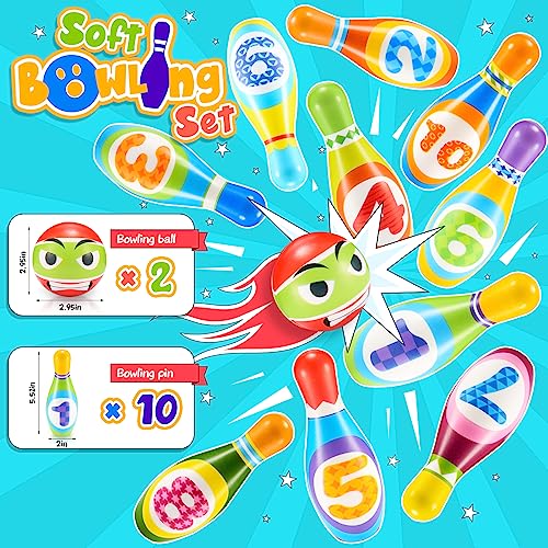 Qukir Bowling Set Kids, Toys for 2 3 4 Year Old Boy Girl Gift for 1-6 Year Olds Boys Toys Age 3-5 Toddler Toys Kids Toys Age 2-6 Outdoor Toy for 1-3 Year Old Learning Toy for 2 Year Old Kid Gifts