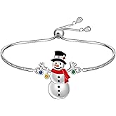 Christmas Bracelet Snowman Bracelet for Women Sterling Silver Xmas Holiday Winter Jewelry Christmas Gifts for Mom Wife