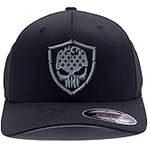 American Distressed Warrior Skull Custom Embroidered Flag 6277 Flex Fitted Baseball Cap
