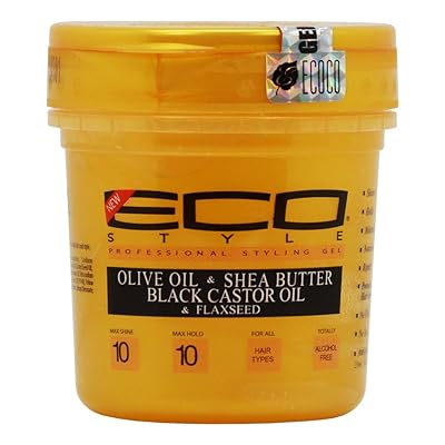 Eco Style Gold - Olive Oil, Shea Butter and Black Castor &amp; Flaxseed Oil Gel 8oz