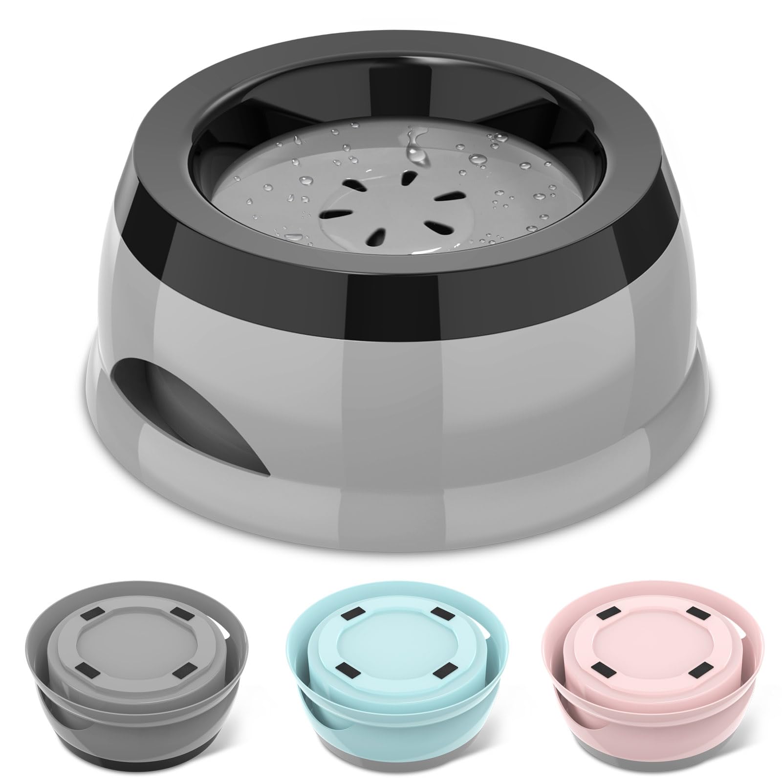 Photo 1 of 25oz Slow Drink Dog Water Bowl, Spill-Proof Portable Cat Bowl, Non-Splash No Mess Puppy Kitten Water Feeder, Carried Portable Base for Vehicle Car,Travel,Home (Small/Medium Pets) - Blue