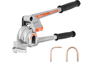 VEVOR Pipe Tube Bender, 1/4", 3/8", 1/2" OD, 3 in 1 Manual Level Tube Bender, 180° Copper Aluminum Pipes Bending Tools for HVAC Air Conditioning
