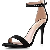 Ankis High Heels for Women 4 Inches, Black Nude Gold Stiletto Heels Open Toe Ankle Strap Heeled Sandals for Dressy Wedding Party