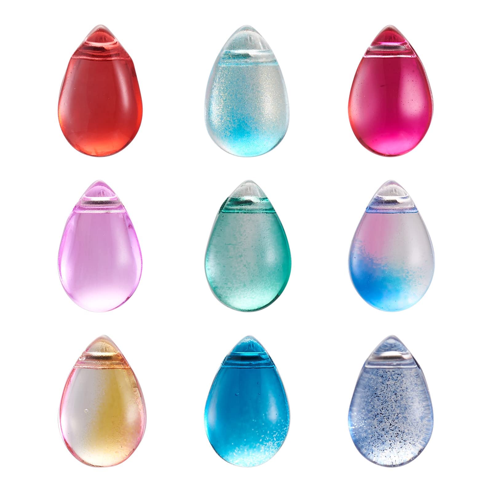 PandaHall 200pcs Teardrop Crystal Glass Beads Colorful Transparent Water Drop Glass Loose Spacer Beads for DIY Necklace Earring Crafting Jewelry Making, Hole: 1mm
