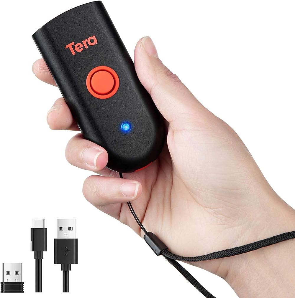 Tera Mini Bluetooth 1D 2D QR Barcode Scanner Wireless USB Wired Pocket Reader