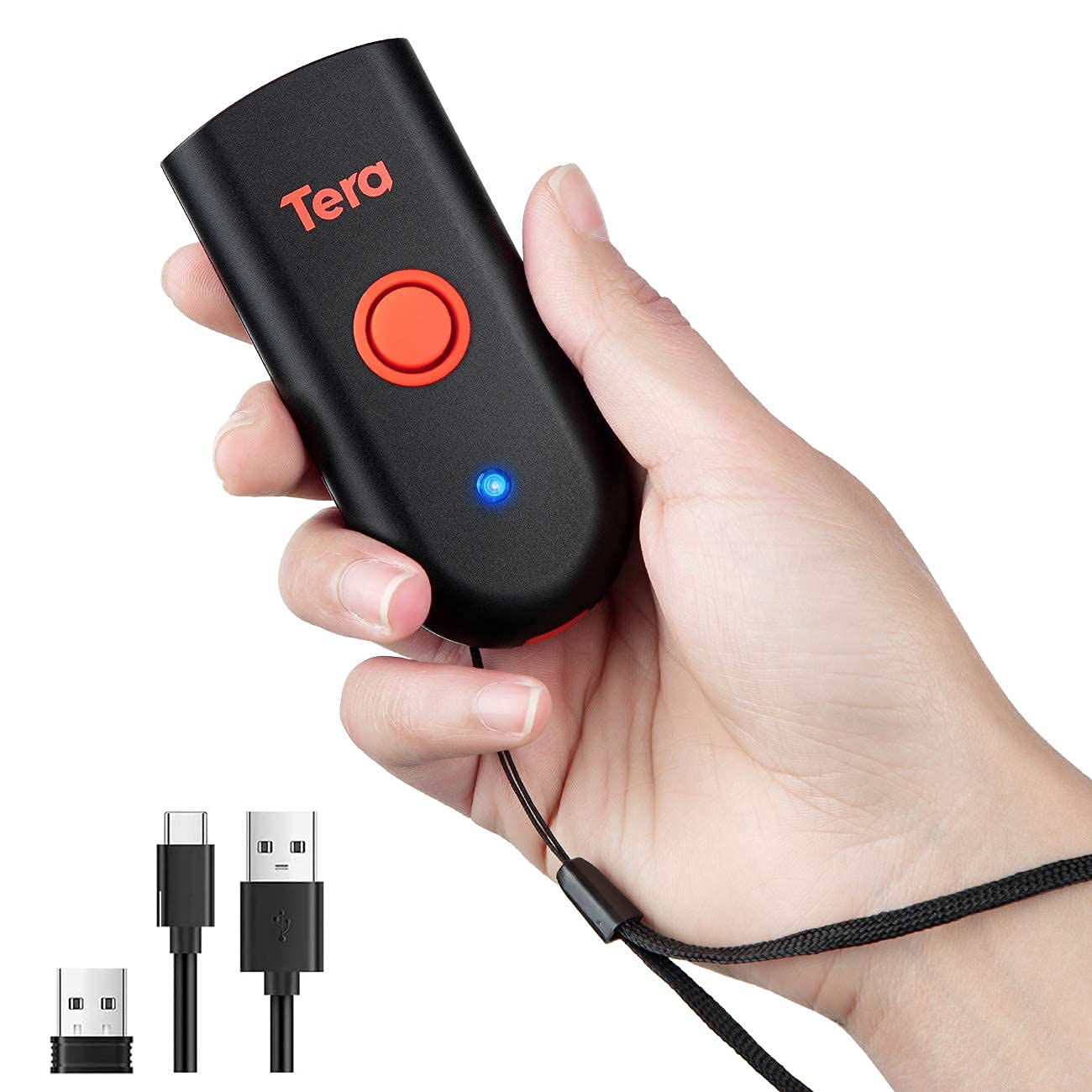 Tera Mini 1D 2D QR Bluetooth Barcode Scanner Wireless Portable 1D USB Wired Bar Code Reader 3 in 1 2.4G Wireless & USB Wired & Bluetooth Pocket Barcode Reader 1200