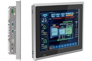 SunKol 12.1 inch Fanless Industrial Panel PC, All in One Industrial Embedded Panel PC with Capacitive Touch Screen,2xUSB2.0,2